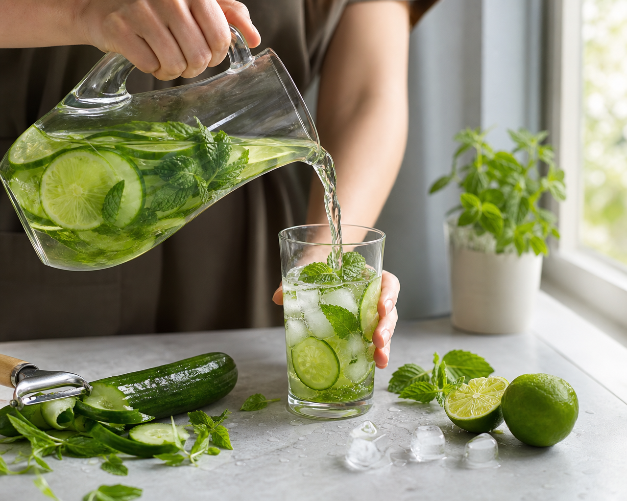 Zelený čaj s okurkou - Letní drink se spoustou antioxidantů